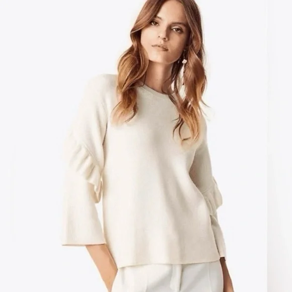 Tory Burch Ashley Ruffled Bell Sleeves Pullover Sweater size small - Picture 2 of 10